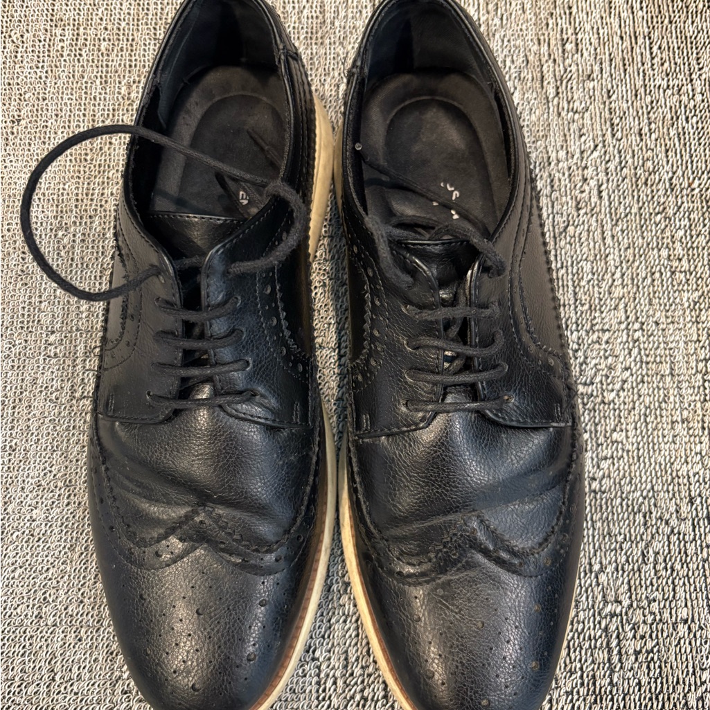 Preston & York Black Oxfords With Light Tan Sole